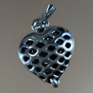 Double Heart Pendant Silver Tone Charm Two Pieces Hooks Together Like A Charm